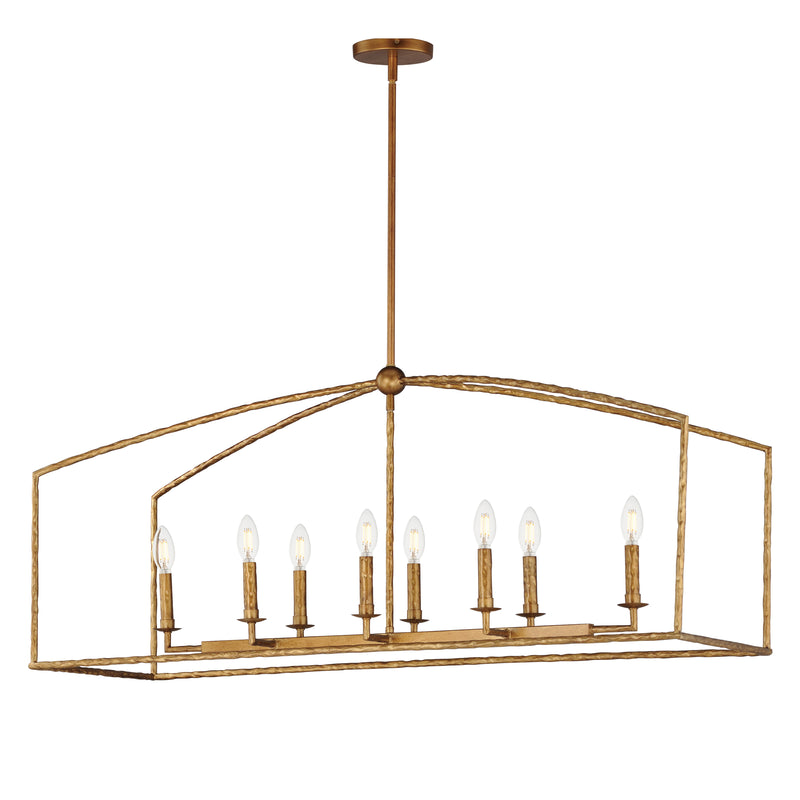 Maxim 21848EG Martel 8 Light Linear Chandelier | Etruscan Gold