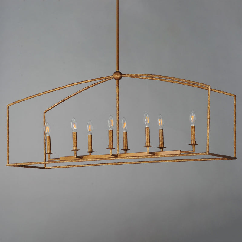 Maxim 21848EG Martel 8 Light Linear Chandelier | Etruscan Gold