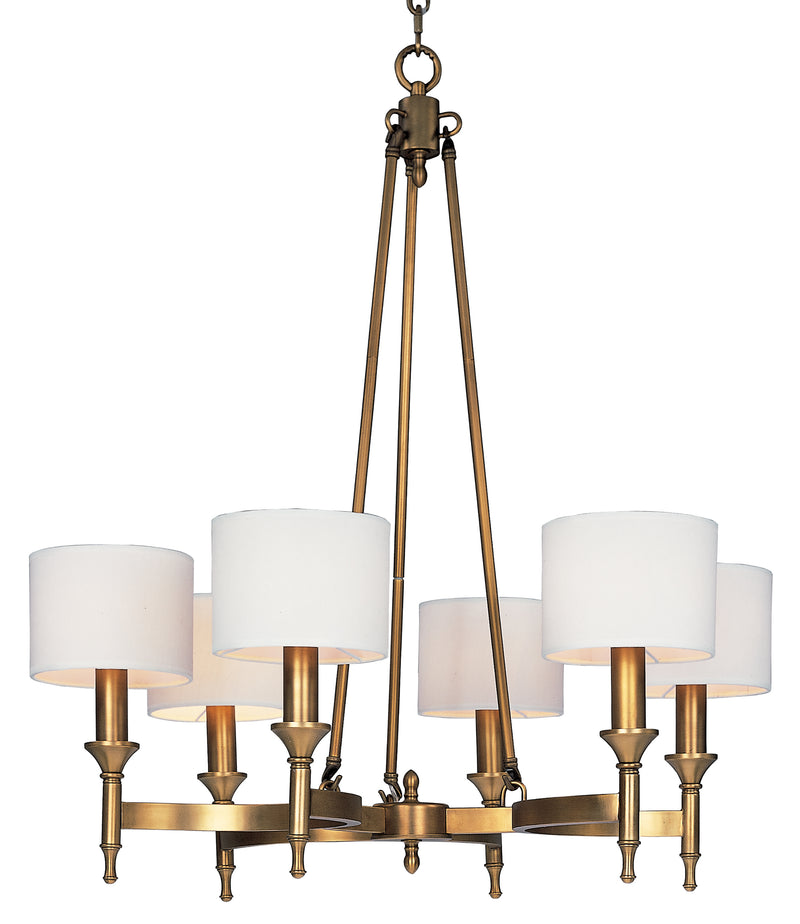 Maxim 22375OMNAB Fairmont 6 Light Chandelier | Natural Aged Brass