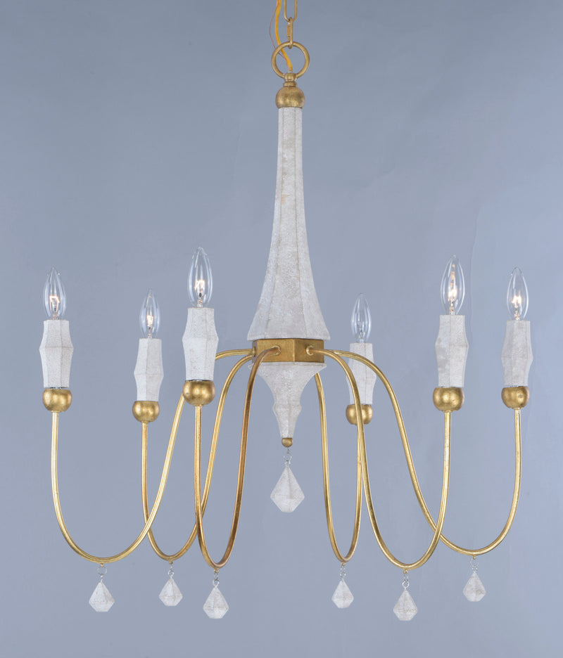 Maxim 22436CSTGL Claymore 6 Light Chandelier | Claystone / Gold Leaf