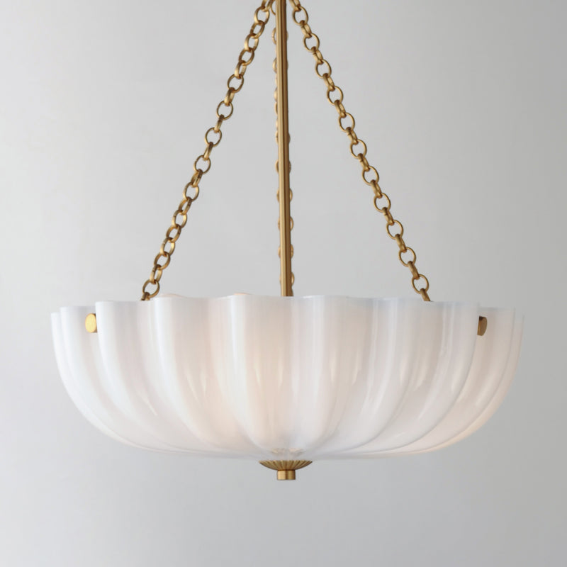 Maxim 22652WTNAB Bundt 15" Pendant Semi Flush Mount | White/Natural Aged Brass