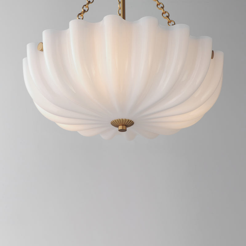 Maxim 22652WTNAB Bundt 15" Pendant Semi Flush Mount | White/Natural Aged Brass