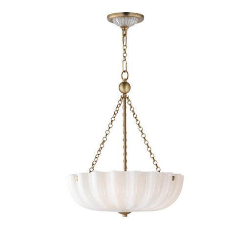 Maxim 22652WTNAB Bundt 15" Pendant Semi Flush Mount | White/Natural Aged Brass