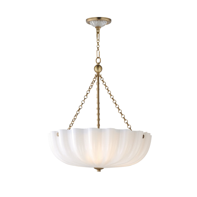 Maxim 22653WTNAB Bundt 17.5" Pendant Semi Flush Convertible | White/Natural Aged Brass