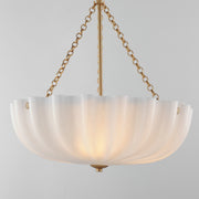 Maxim 22653WTNAB Bundt 17.5" Pendant Semi Flush Convertible | White/Natural Aged Brass