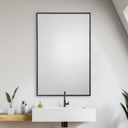 Linea Oil Rubbed Bronze Mirror | Modern Rectangle Metal Frame Bathroom Vanity Mirror Mounted Vertical or Horizontal (24 in. W x 36 in. H x 1 in. D)