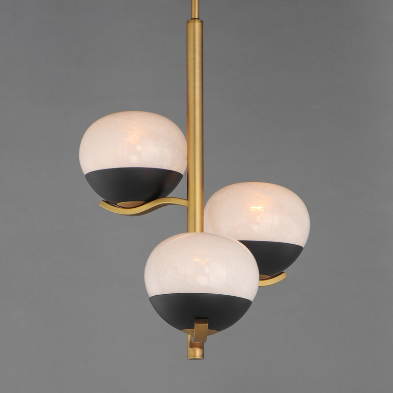 Maxim 24643MRBKNAB Lucerne 3 Light Chandelier | Black / Natural Aged Brass