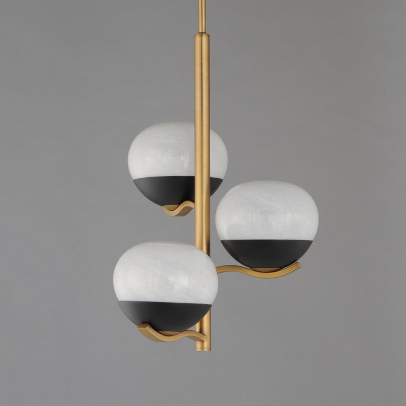 Maxim 24643MRBKNAB Lucerne 3 Light Chandelier | Black / Natural Aged Brass