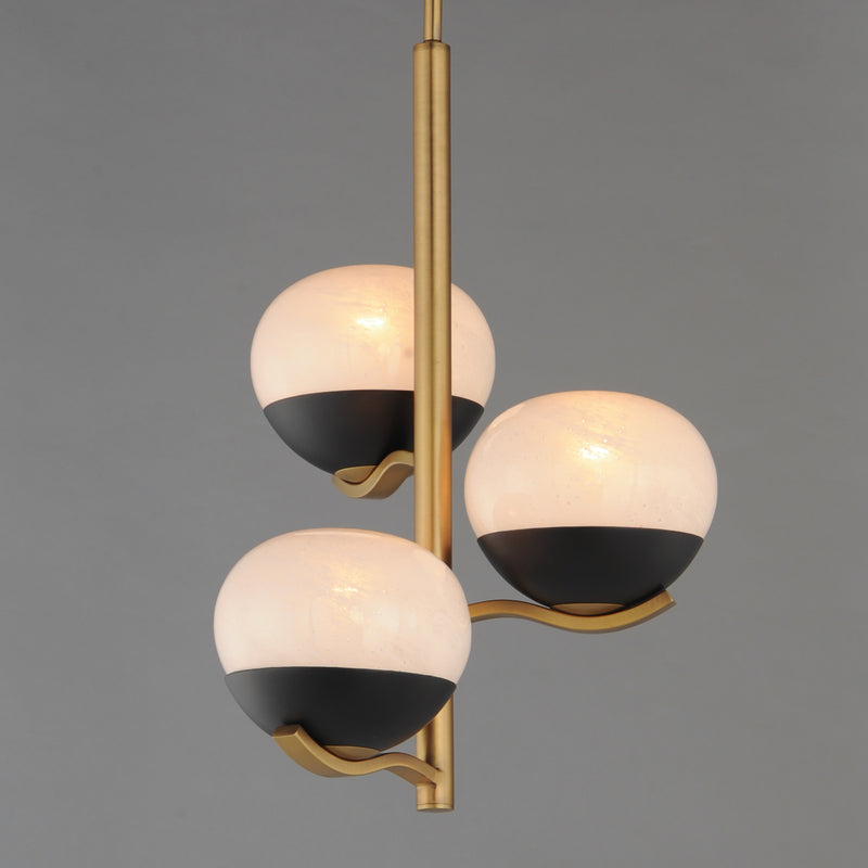 Maxim 24643MRBKNAB Lucerne 3 Light Chandelier | Black / Natural Aged Brass