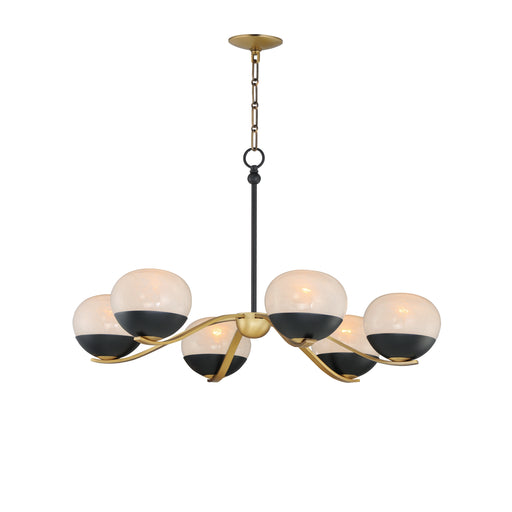 Maxim 24646MRBKNAB Lucerne 6 Light Chandelier | Black / Natural Aged Brass