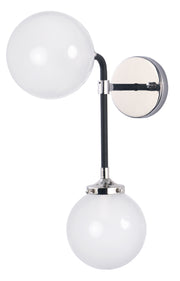 Maxim 24722WTBKPN Atom 2 Light Wall Sconce | Black / Polished Nickel