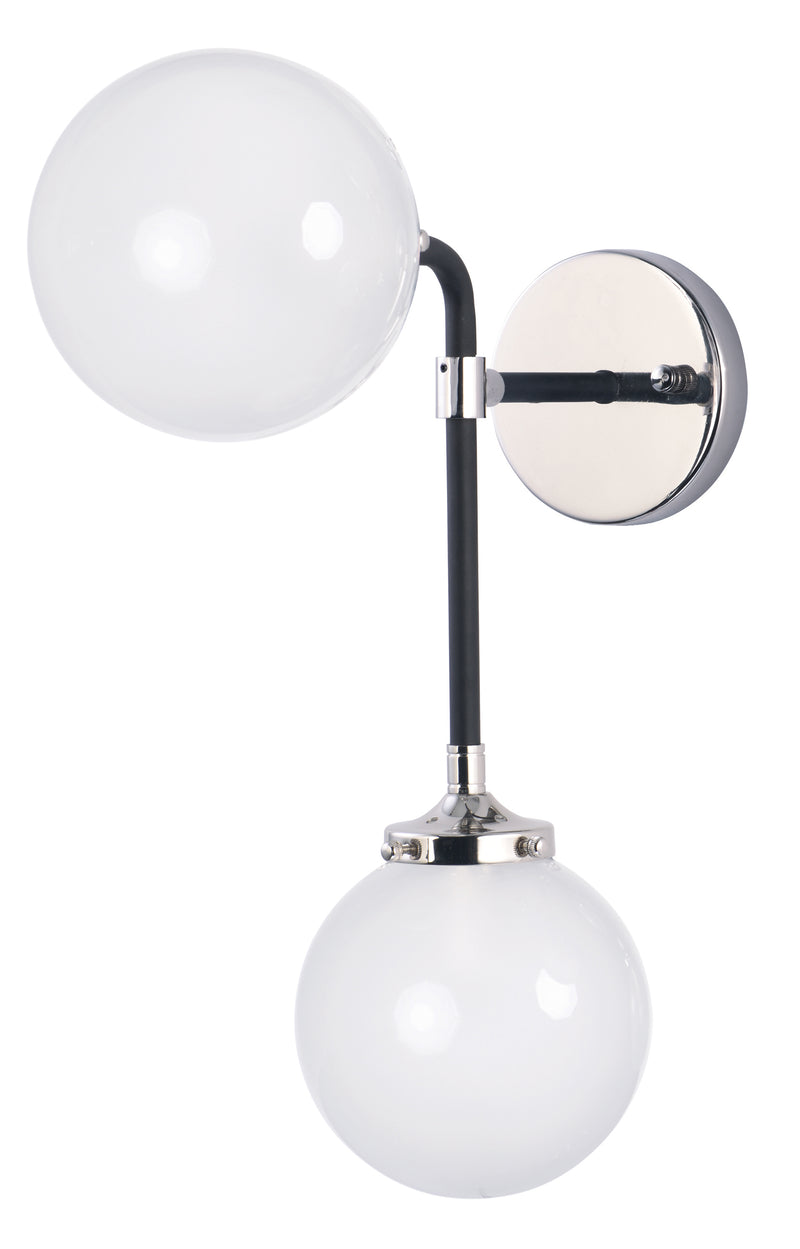 Maxim 24722WTBKPN Atom 2 Light Wall Sconce | Black / Polished Nickel