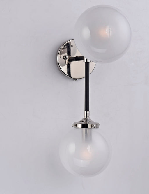 Maxim 24722WTBKPN Atom 2 Light Wall Sconce | Black / Polished Nickel