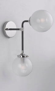 Maxim 24722WTBKPN Atom 2 Light Wall Sconce | Black / Polished Nickel