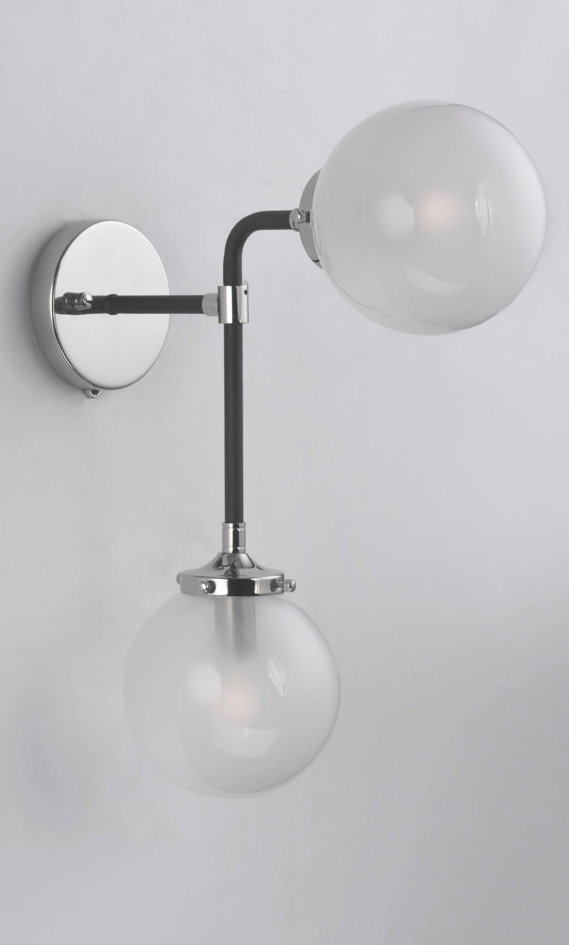 Maxim 24722WTBKPN Atom 2 Light Wall Sconce | Black / Polished Nickel