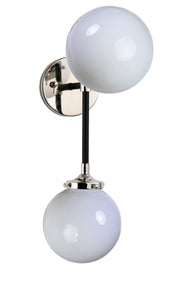 Maxim 24722WTBKPN Atom 2 Light Wall Sconce | Black / Polished Nickel