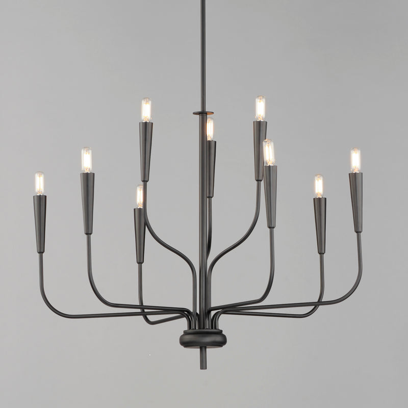 Maxim 24819BK Vela 9 Light Chandelier | Black