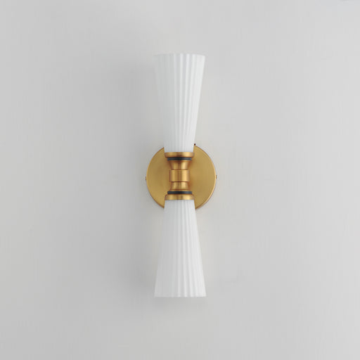 Maxim 24822SWBKNAB Krevat 2 Light Wall Sconce | Black / Natural Aged Brass