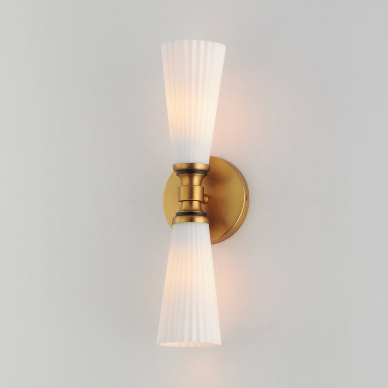 Maxim 24822SWBKNAB Krevat 2 Light Wall Sconce | Black / Natural Aged Brass