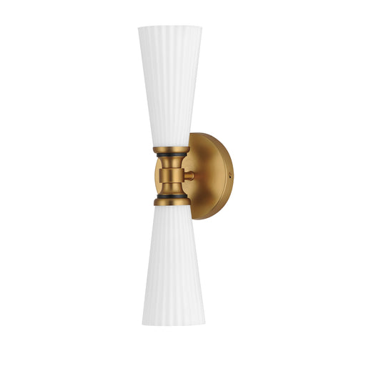 Maxim 24822SWBKNAB Krevat 2 Light Wall Sconce | Black / Natural Aged Brass