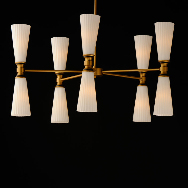 Maxim 24825SWBKNAB Krevat 10 Light Chandelier | Black / Natural Aged Brass