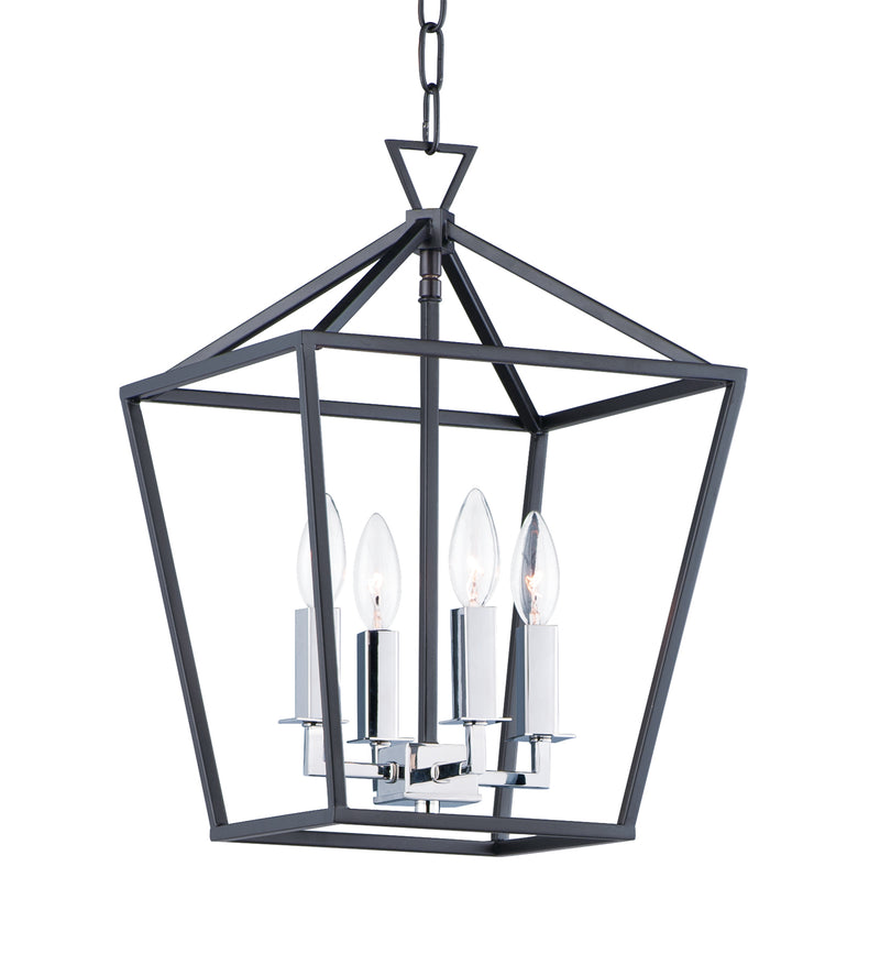 Maxim 25152TXBPN Abode 4 Light Small Chandelier | Textured Black / Polished Nickel