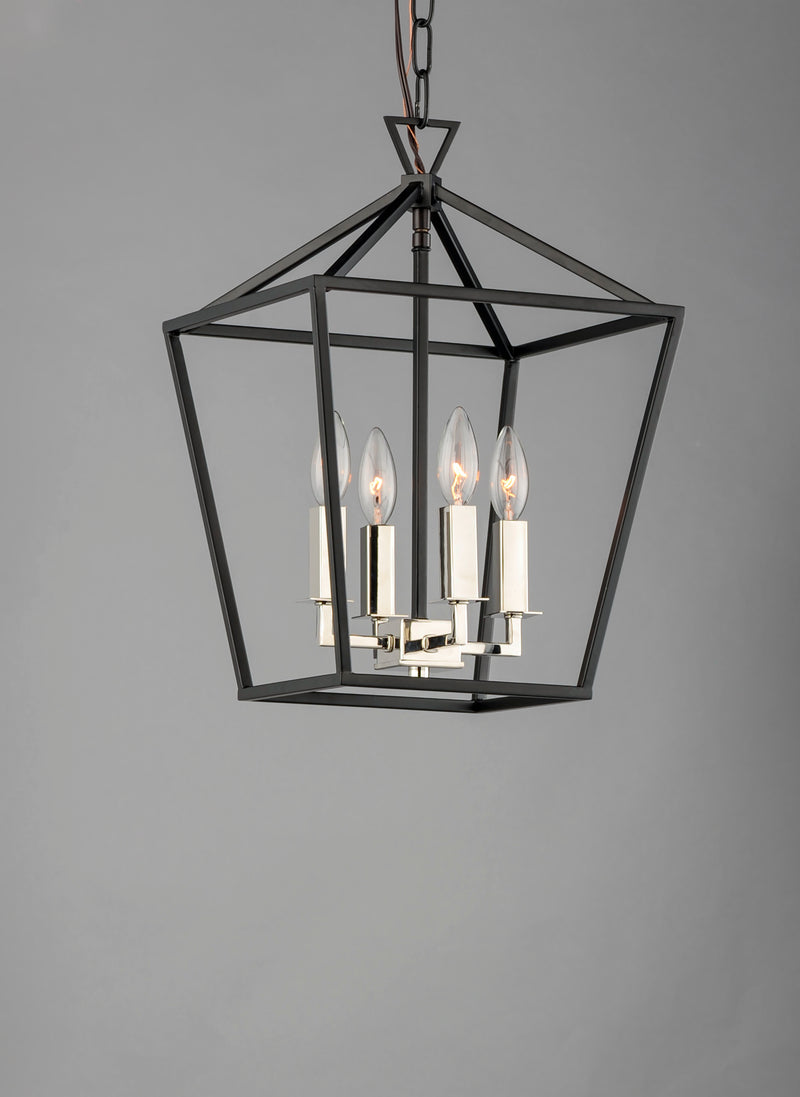 Maxim 25152TXBPN Abode 4 Light Small Chandelier | Textured Black / Polished Nickel