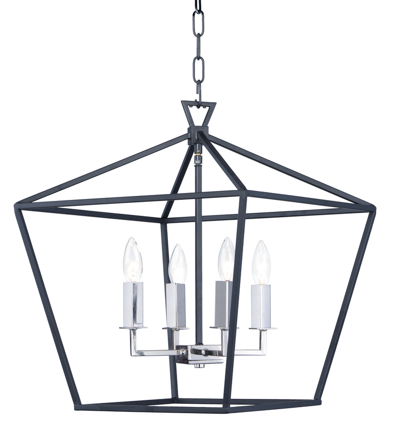 Maxim 25156TXBPN Abode 4 Light Chandelier | Textured Black / Polished Nickel