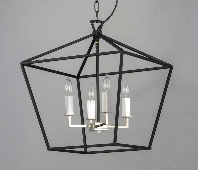 Maxim 25156TXBPN Abode 4 Light Chandelier | Textured Black / Polished Nickel