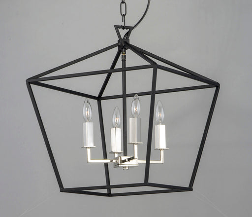 Maxim 25156TXBPN Abode 4 Light Chandelier | Textured Black / Polished Nickel