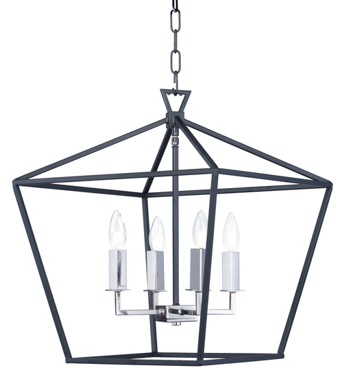 Maxim 25156TXBPN Abode 4 Light Chandelier | Textured Black / Polished Nickel
