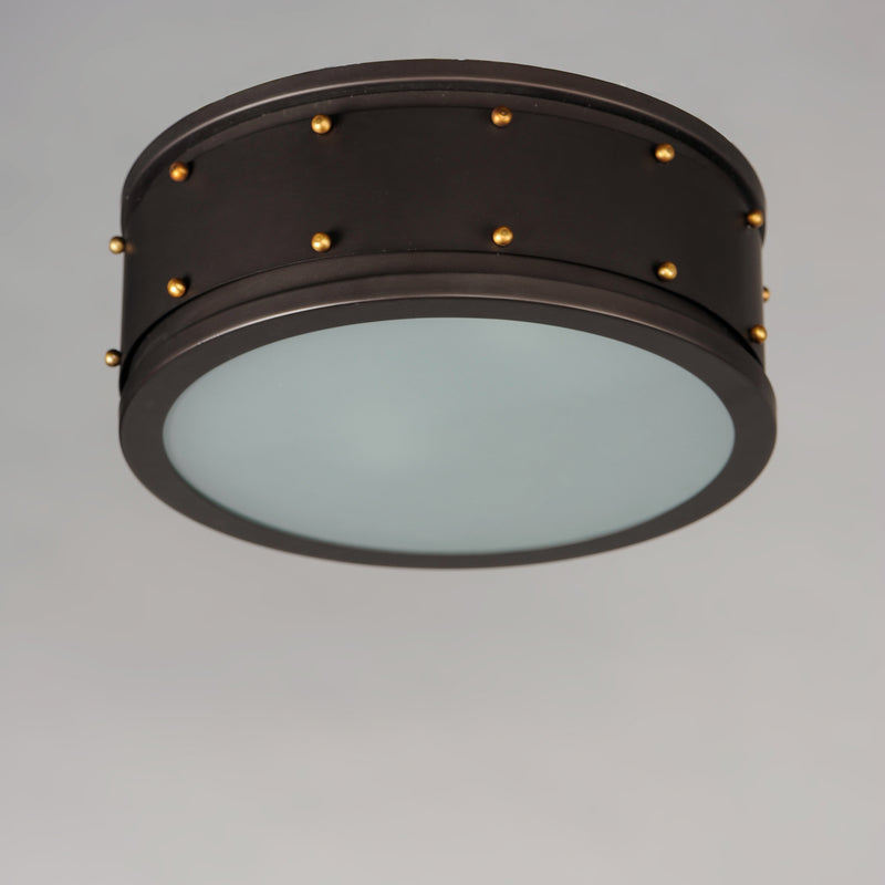 Maxim 25160OIAB Trestle 2 Light Flush Mount | Oil Rubbed Bronze / Antique Brass