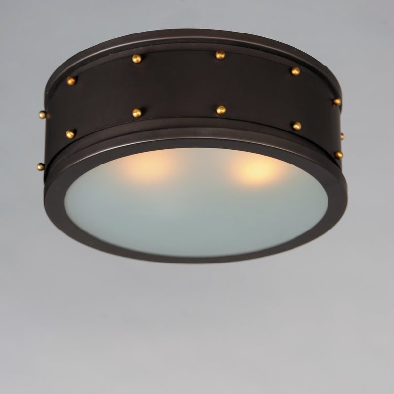 Maxim 25160OIAB Trestle 2 Light Flush Mount | Oil Rubbed Bronze / Antique Brass