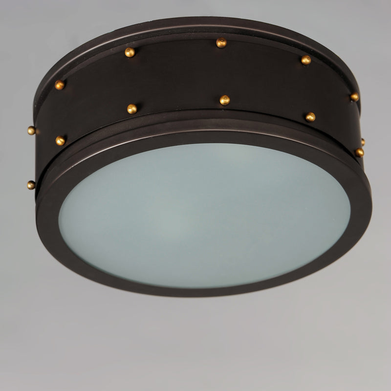 Maxim 25160OIAB Trestle 2 Light Flush Mount | Oil Rubbed Bronze / Antique Brass