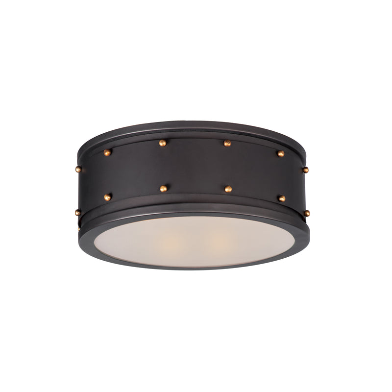 Maxim 25160OIAB Trestle 2 Light Flush Mount | Oil Rubbed Bronze / Antique Brass