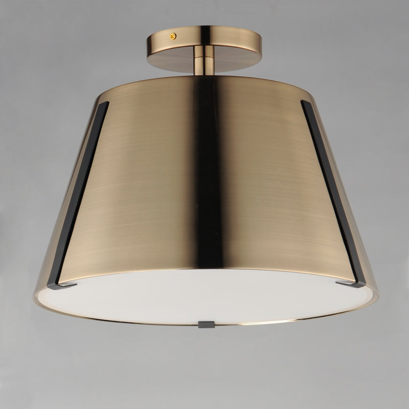 Maxim 25170DBZHR Carlo LED Semi Flush Mount | Dark Bronze, Leather, Heritage Brass