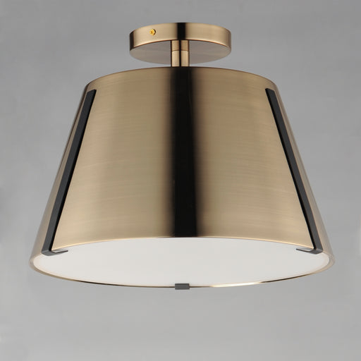 Maxim 25170DBZHR Carlo LED Semi Flush Mount | Dark Bronze, Leather, Heritage Brass