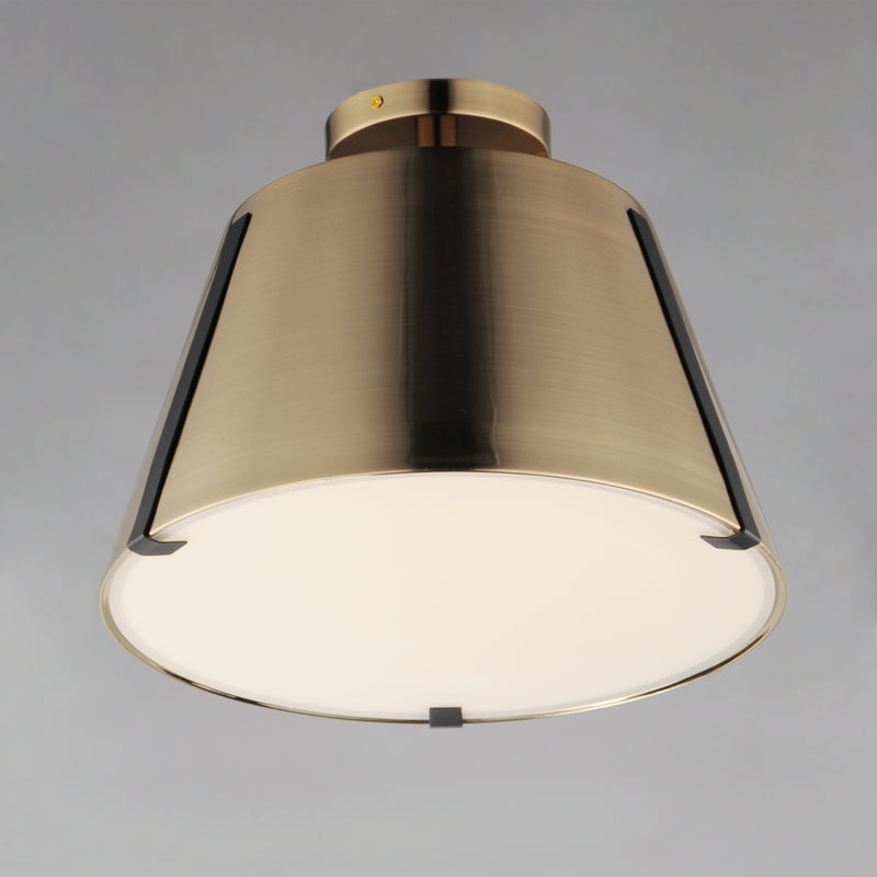 Maxim 25170DBZHR Carlo LED Semi Flush Mount | Dark Bronze, Leather, Heritage Brass