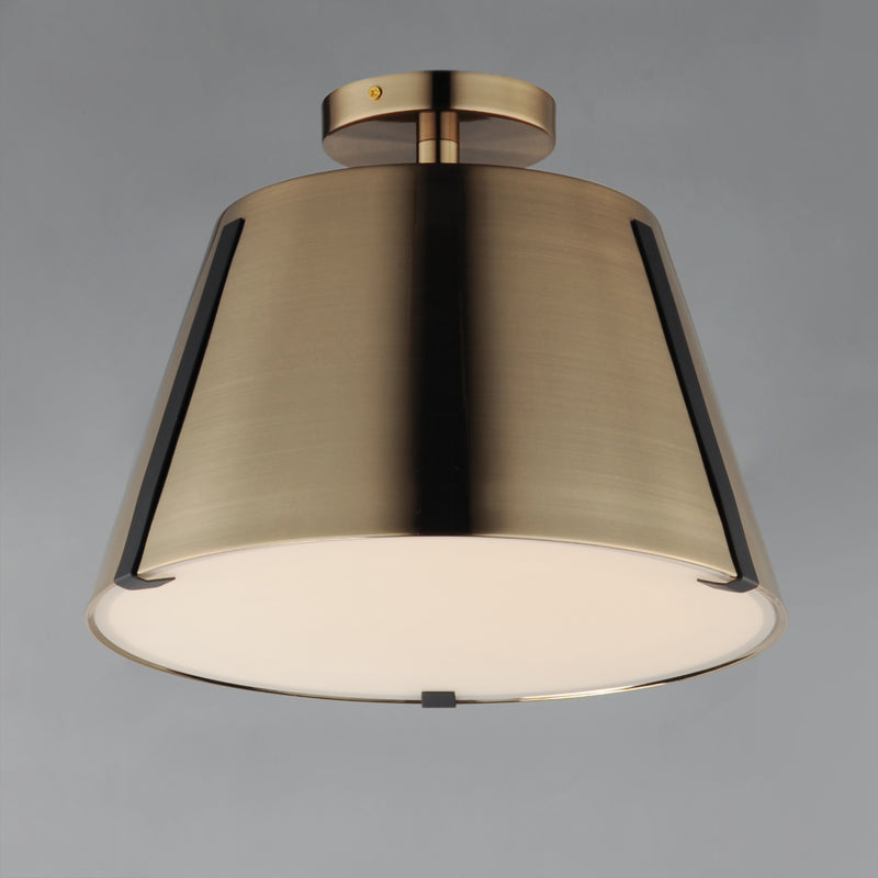 Maxim 25170DBZHR Carlo LED Semi Flush Mount | Dark Bronze, Leather, Heritage Brass