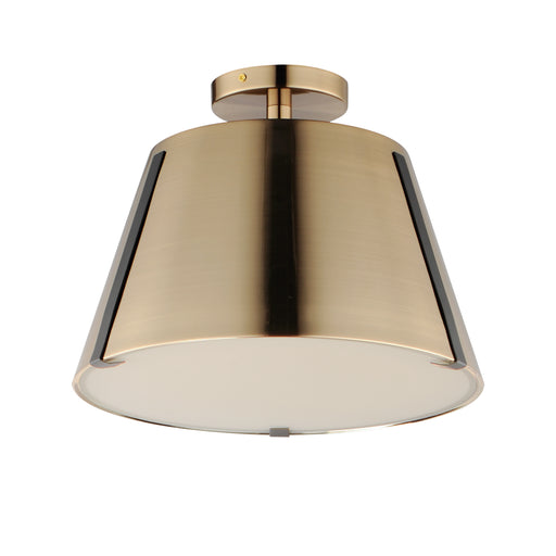 Maxim 25170DBZHR Carlo LED Semi Flush Mount | Dark Bronze, Leather, Heritage Brass
