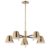 Maxim 25175DBZHR Carlo 5 Light LED Chandelier | Dark Bronze, Leather, Heritage Brass