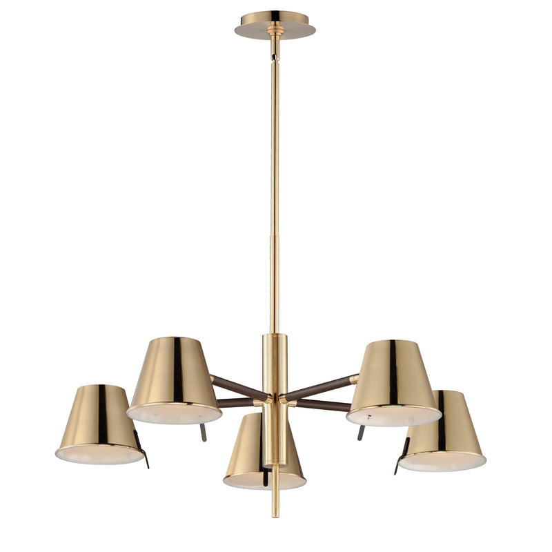 Maxim 25175DBZHR Carlo 5 Light LED Chandelier | Dark Bronze, Leather, Heritage Brass