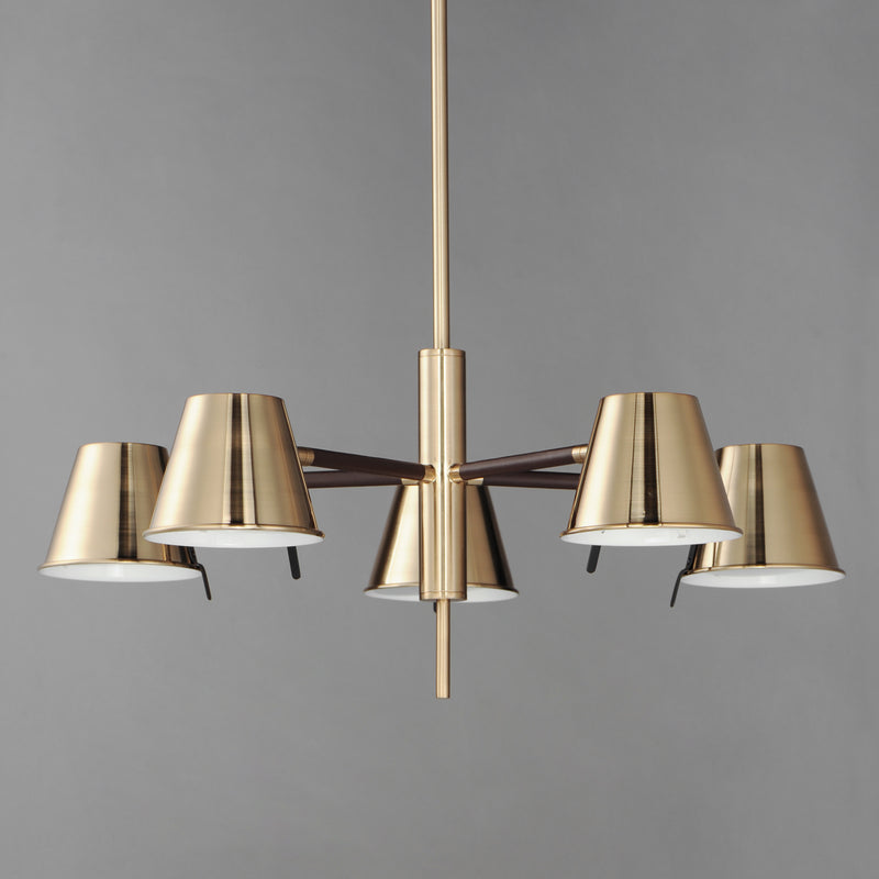 Maxim 25175DBZHR Carlo 5 Light LED Chandelier | Dark Bronze, Leather, Heritage Brass
