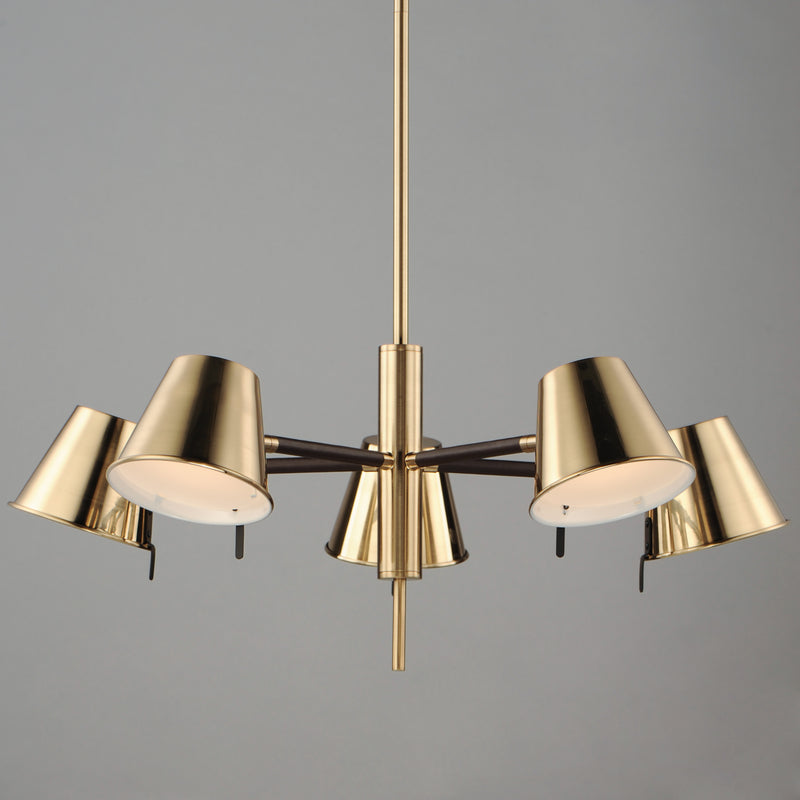 Maxim 25175DBZHR Carlo 5 Light LED Chandelier | Dark Bronze, Leather, Heritage Brass