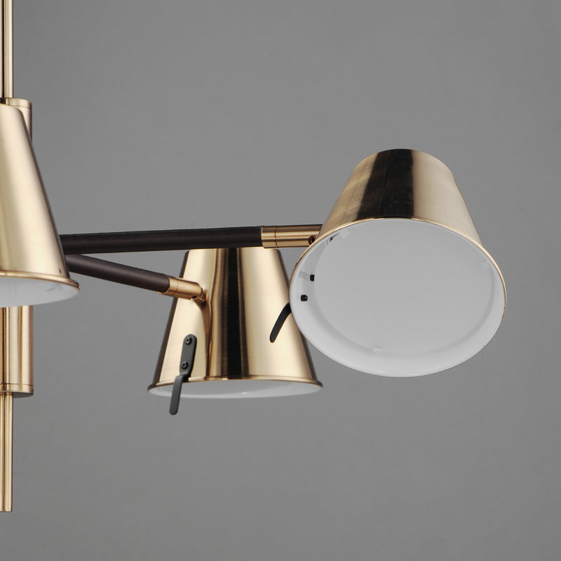 Maxim 25175DBZHR Carlo 5 Light LED Chandelier | Dark Bronze, Leather, Heritage Brass