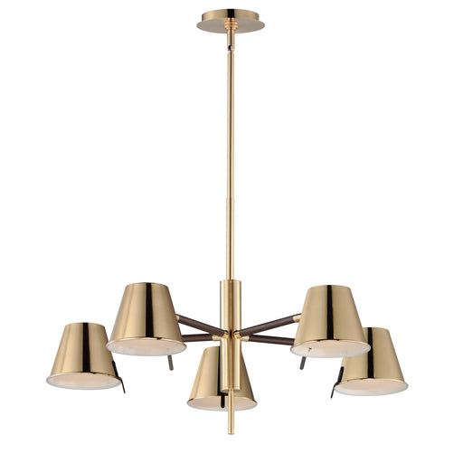 Maxim 25175DBZHR Carlo 5 Light LED Chandelier | Dark Bronze, Leather, Heritage Brass