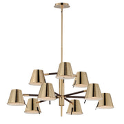 Maxim 25179DBZHR Carlo 9 Light LED Chandelier | Dark Bronze, Leather, Heritage Brass