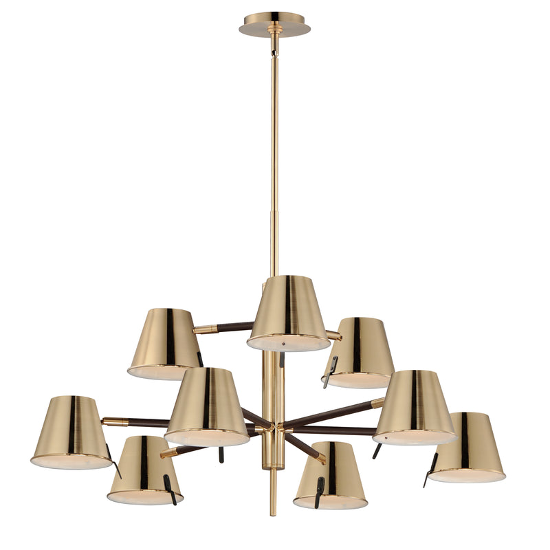 Maxim 25179DBZHR Carlo 9 Light LED Chandelier | Dark Bronze, Leather, Heritage Brass