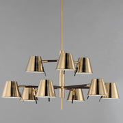 Maxim 25179DBZHR Carlo 9 Light LED Chandelier | Dark Bronze, Leather, Heritage Brass