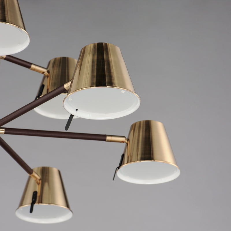 Maxim 25179DBZHR Carlo 9 Light LED Chandelier | Dark Bronze, Leather, Heritage Brass